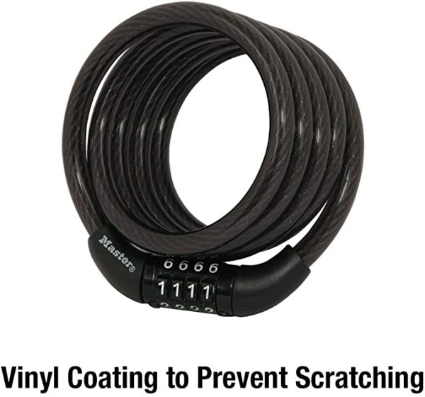 8143D Combination Bike Lock, 4 ft long, Black - Image 2