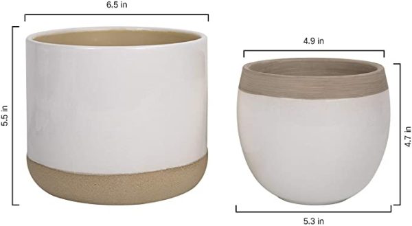 White Ceramic Flower Plant Pots - Image 3