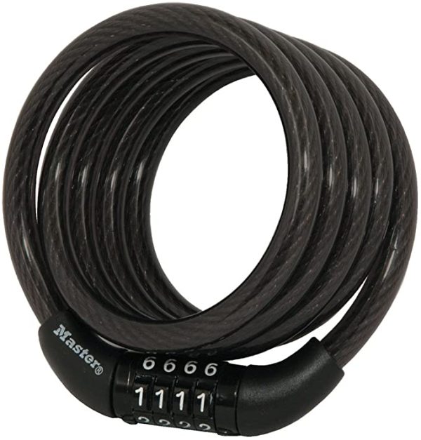 8143D Combination Bike Lock, 4 ft long, Black