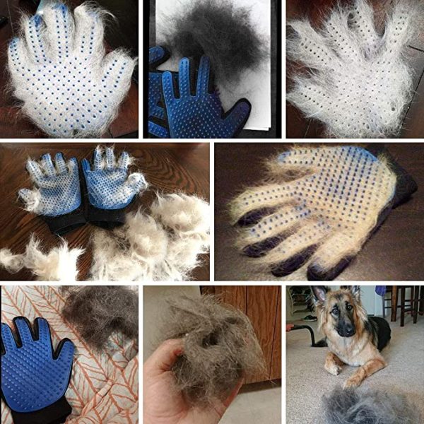 Pet Grooming Glove - Gentle Deshedding Brush Glove - Efficient Pet Hair Remover Mitt - Enhanced Five Finger Design - Perfect for Dog & Cat with Long & Short Fur - 1 Pair - Image 3