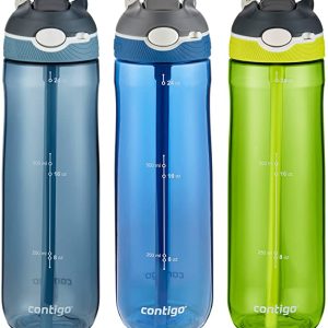 Autospout Straw Ashland Water Bottle, 24 Oz, Stormy Weather/Vibrant Lime/Monaco, 3-pack